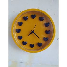 Bahat Sarı Lacivert Taraftar Kalpli 3D Salon Ofis 22 cm Duvar Saati