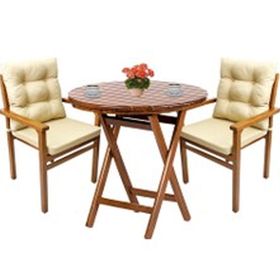 Bahçeme Manavgat Ahşap 60x60 Katlanır Masa + 2 Sandalye Bahçe Mobilya Takımı