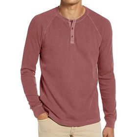 Baiwang Waffle Henley Uzun Kollu Gül Kahverengi Erkek T-shirt