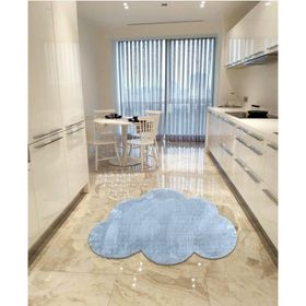 Balat Halı Dekoratif Açık Gri Peluş Yumuşak Bulut Desen Halı 80x120
