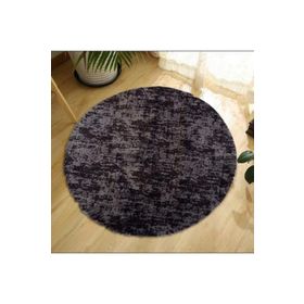 Balat Halı Dekoratif Desenli Koyu Gri Peluş Yumuşak Papatya Halı 120x120