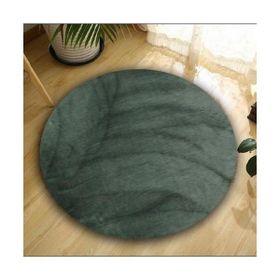 Balat Halı Dekoratif Koyu Gri Peluş Yumuşak Yuvarlak-Oval Halı 150x150
