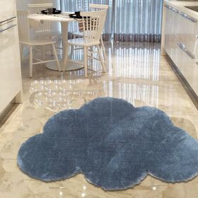 Balat Halı Dekoratif Koyu Gri Peluş Yumuşak Yuvarlak-Oval Halı 150x150