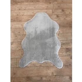 Balat Halı Kalın Açık Gri Peluş Yumuşak Post Halı 60x90