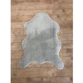 Balat Halı Kalın Açık Gri Peluş Yumuşak Post Halı 80x120