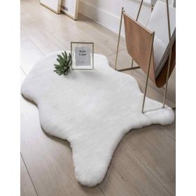 Balat Halı Kalın Beyaz Peluş Yumuşak Post Halı 100x140