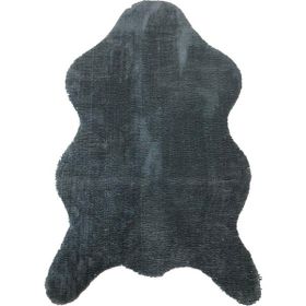 Balat Halı Kalın Desenli Koyu Gri Dekor Peluş Yumuşak Post Halı 100x140