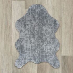 Balat Halı Kalın Desenli Koyu Gri Dekor Peluş Yumuşak Post Halı 120x170