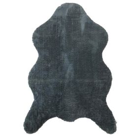 Balat Halı Kalın Desenli Koyu Gri Dekor Peluş Yumuşak Post Halı 60x90