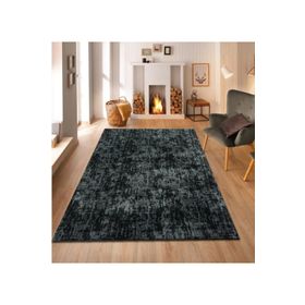 Balat Halı Kalın Desenli Koyu Gri Dekor Peluş Yumuşak Post Halı 60x90