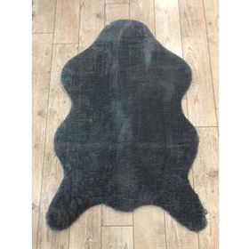 Balat Halı Kalın Desenli Koyu Gri Dekor Peluş Yumuşak Post Halı 60x90
