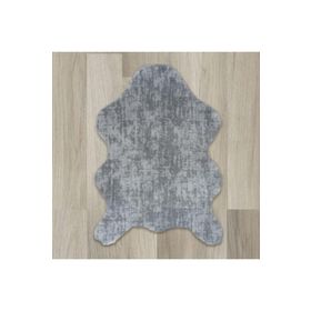 Balat Halı Kalın Desenli Koyu Gri Dekor Peluş Yumuşak Post Halı 60x90