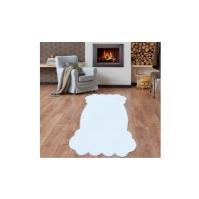Balat Halı Lazer Kesim Dekor Peluş Uzun Tüylü Yolluk Halı Beyaz 80x300