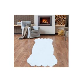 Balat Halı Lazer Kesim Dekor Peluş Uzun Tüylü Yolluk Halı Beyaz 80x300