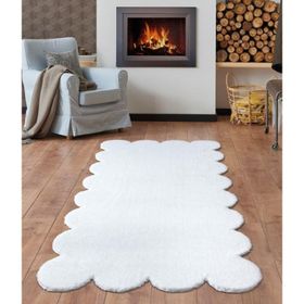 Balat Halı Lazer Kesim Peluş Uzun Tüylü Yolluk Halı Kırmızı Dekor 80x150