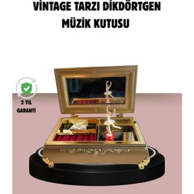 Balerinli Müzikli Piyano Tasarım Adaçayı Yeşili Takı Kutusu