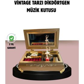Balerinli Müzikli Piyano Tasarım Çok Renkli Takı Kutusu