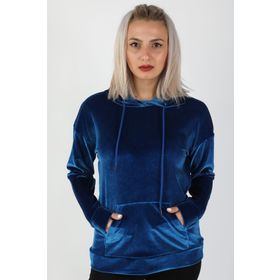 Balins BBK/4356 Saks Kapüşonlu Kadın Kadife Sweatshirt