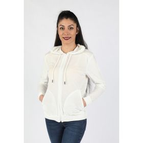 Balins Bej Kapüşonlu Kadife Kadın Sweatshirt