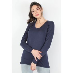Balins BT/2201 Lacivert Viskon Uzun Kollu Kadın T-shirt