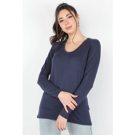 Balins BT/2201 Lacivert Viskon Uzun Kollu Kadın T-shirt