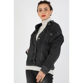 Balins Şardonlu Oversize Kot Siyah Kadın Ceket