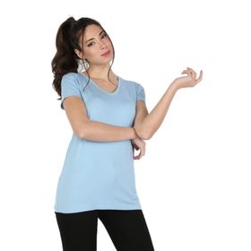 Balins Viskon Kısa Kollu Açık Mavi Kadın T-shirt