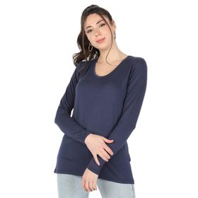 Balins Viskon Uzun Kollu Lacivert Kadın T-shirt