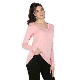 Balins Viskon Uzun Kollu Pembe Kadın T-shirt