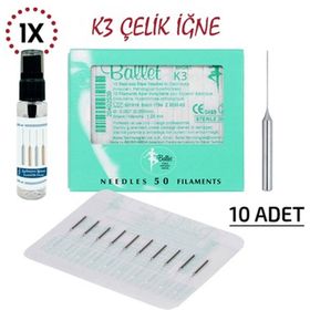 Ballet K3 Çelik 10 Adet Epilasyon İğnesi + K3 Gümüş İğne