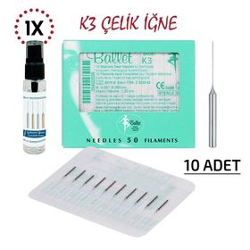 Ballet K4 Çelik 10 Adet Epilasyon İğnesi + K4 Gümüş İğne