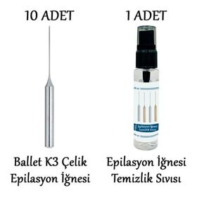 Ballet K4 Çelik 10 Adet Epilasyon İğnesi + K4 Gümüş İğne