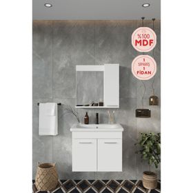 Balneom Defne 02 65 cm Üst Aynalı Lavabo Banyo Dolabı