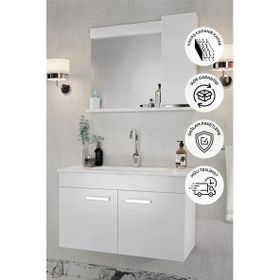 Balneom Defne 02 65 cm Üst Aynalı Lavabo Banyo Dolabı