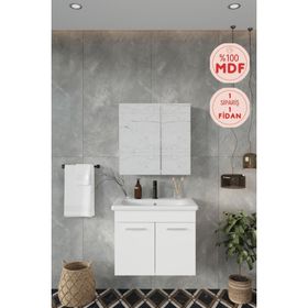 Balneom Defne 65 cm Üst Aynalı Lavabo Banyo Dolabı