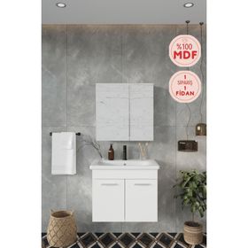 Balneom Defne 65 cm Üst Aynalı Lavabo Banyo Dolabı