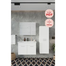 Balneom Defne 80 cm Üst Aynalı Lavabo Banyo Boy Dolabı