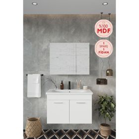 Balneom Defne 80 cm Üst Aynalı Lavabo Banyo Dolabı