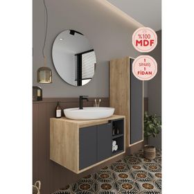 Balneom Gül 70 cm Aynalı Lavabo Banyo Dolabı