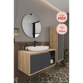 Balneom Gül 90 cm Aynalı Lavabo Banyo Dolabı