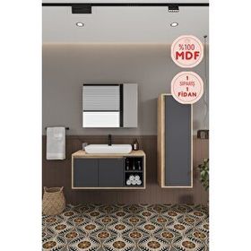 Balneom Lale 100 cm Lavabolu Banyo Dolabı + Aynalı Dolap + Boy Dolabı