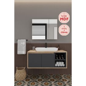 Balneom Lale 100 cm Lavabolu Banyo Dolabı + Aynalı Dolap