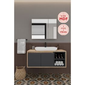 Balneom Lale 100 cm Lavabolu Banyo Dolabı + Aynalı Dolap