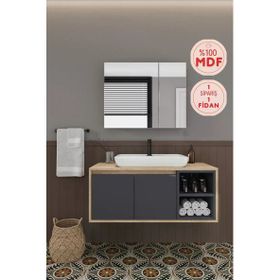 Balneom Lale 100 cm Lavabolu Banyo Dolabı + Aynalı Dolap