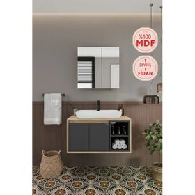 Balneom Lale 80 cm Lavabolu Banyo Dolabı + Aynalı Dolap