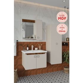 Balneom Selvi 65 cm Aynalı Üst Lavabo ve Banyo Boy Dolabı