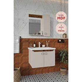 Balneom Selvi 65 cm Üst Banyo Dolabı Aynalı Lavabo