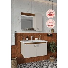 Balneom Selvi 80 cm Aynalı Üst Lavabo Banyo Dolabı