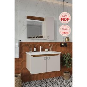 Balneom Selvi 80 cm Aynalı Üst Lavabo Banyo Dolabı