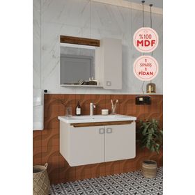Balneom Selvi 80 cm Aynalı Üst Lavabo Banyo Dolabı